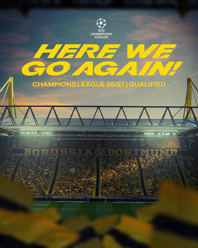 领先第5名10分，多特提前3轮晋级下赛季欧冠正赛